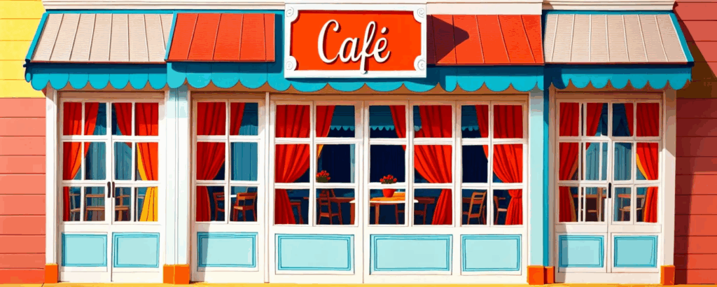 façade de café miniature à imprimer Tapidou style couleurs pour maison de poupée