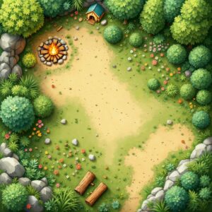 LE FEU DE CAMP  55x55 cm