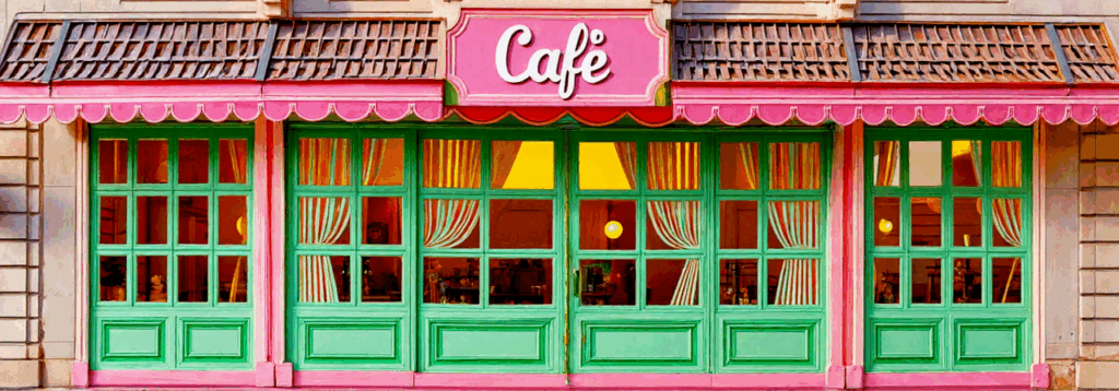 Tapidou dockhus stil miniatyr kafé front för att skriva ut