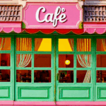 façade de café miniature à imprimer Tapidou style poupee pour maison de poupée