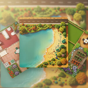 tapis de jeu Tapidou format 55x55 illustrés, compatibles avec figurines de type Sylvanians