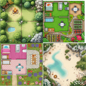 Recherche du design d’un tapis carré dans le cadre du processus créatif assisté par l’intelligence artificielle, neuvième étape du storytelling visuel.