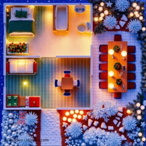 Maison veillée de Noël - 55x55 cm